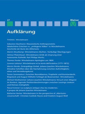 cover image of Aufklärung, Band 27